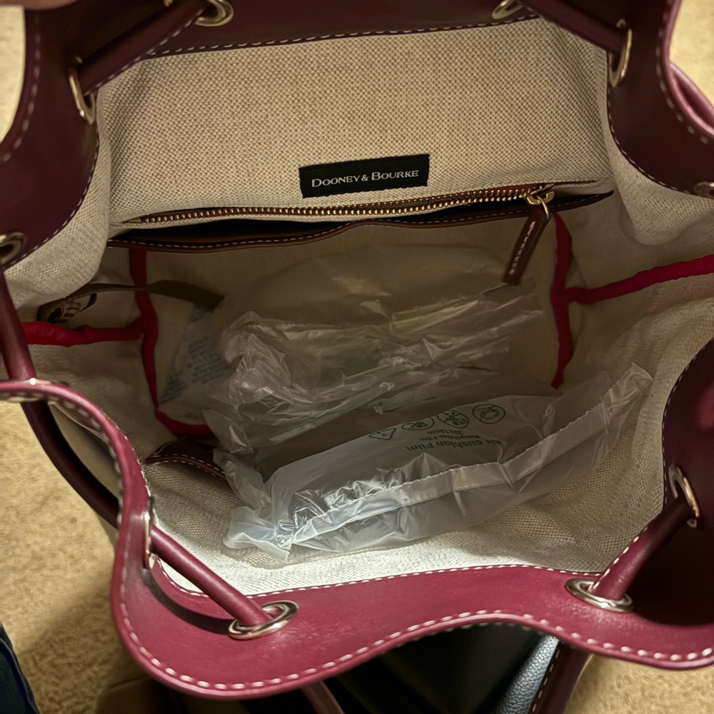 Dooney and Burke Drawstringng Backpack in color Grape. - Picture 3 of 12